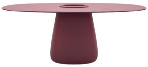 Qeeboo cobble table hpl bucket tavolo ovale con foro centrale, colore indian red, dimensione l190 x p119 x h75