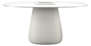 Qeeboo cobble table hpl bucket tavolo ovale con foro centrale, colore warm white, dimensione l160 x p104 x h75