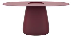 Qeeboo cobble table hpl bucket tavolo ovale con foro centrale, colore indian red, dimensione l160 x p104 x h75