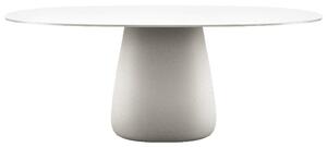 Qeeboo cobble table top hpl tavolo da esterno disegnato da elisa giovannoni, colore warm white, dimensione l190 x p119 x h75