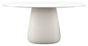 Qeeboo cobble table top hpl tavolo da esterno disegnato da elisa giovannoni, colore warm white, dimensione l160 x p104 x h75