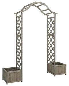 Pergola da Giardino con Fioriera Grigio Legno Massello di Abete