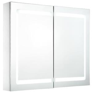 Armadietto Bagno con Specchio e LED 80x12,2x68 cm