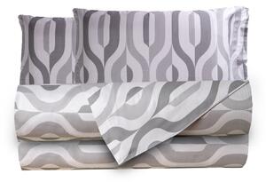 Completo letto lenzuola stampato stampa fantasia in raso di puro di cotone made in Italy MATRIMONIALE GEOMETRIE