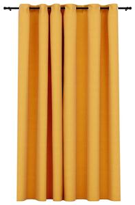 Tenda Oscurante Effetto Lino con Occhielli Gialla 290x245 cm