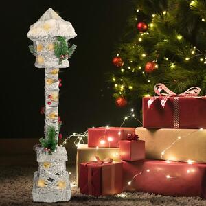 Lampione Di Natale H60 Cm In Metallo E Poliestere Con Glitter E Luce