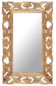 Specchio Intagliato a Mano 80x50 cm in Legno Massello di Mango