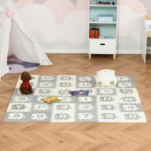 Tappeto Puzzle Per Bambini 182,5x182,5 Cm In Eva Bianco Grigio