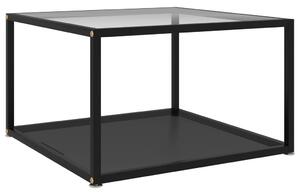 Tavolino da Salotto Trasparente e Nero 60x60x35cm in Vetro Temperato