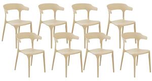 Set di 8 sedie in plastica beige resistente moderne per interno ed esterno stile moderno contemporaneo Beliani