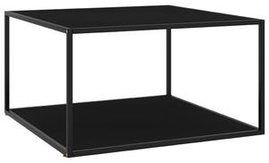 Tavolino da Salotto Nero con Vetro Nero 90x90x50 cm