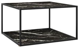 Tavolino da Salotto Nero e Vetro Nero Marmorizzato 90x90x50 cm