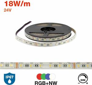 Striscia LED Professional - RGBW Natural White - IP67 - 18W/m - 5m - 24V Colore RGBW