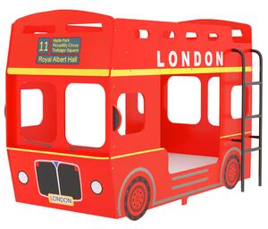 Letto a Castello Autobus Londra Rosso in MDF 90x200 cm