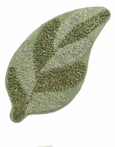 Tappeto Bagno Foglia in Ciniglia di Puro Cotone con Base Antiscivolo Salvia