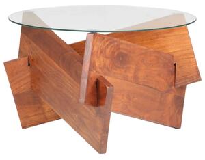 Tavolino da Salotto 60 cm in Legno Massello di Acacia