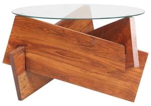 Tavolino da Salotto 60 cm in Legno Massello di Acacia