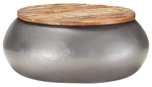 Tavolino da Caffè Grigio 68x68x30 cm Legno Massello di Recupero