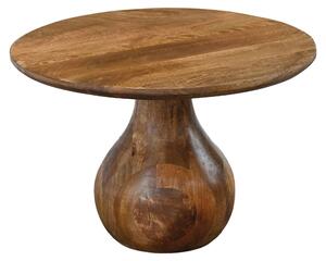Tavolino da caffè WOHNLING in legno massello di mango, 60 cm di diametro, forma rotonda, design per soggiorno, tavolino da divano, legno a forma di goccia, tavolino ausiliario, tavolino a forma di lacrima, in legno massello, realizzato a mano