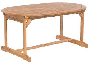 Set da pranzo all'aperto in legno di acacia chiaro con cuscini a righe tavolo a 8 posti sedie pieghevoli design rustico Beliani