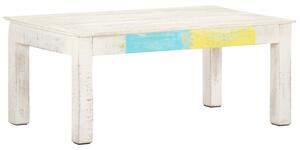 Tavolino da Salotto Bianco 110x60x45 cm in Massello di Mango