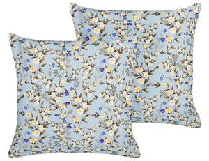 Set di 2 cuscini da esterno in poliestere blu 45 x 45 cm Cuscino rettangolare con stampa floreale da giardino e patio Beliani