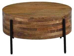 Tavolino da salotto WOHNLING, 70 cm, in legno massello di mango. Tavolino rotondo, design moderno, ideale per il soggiorno. Tavolino in legno, tavolino da divano, tavolino ausiliario, realizzato a mano