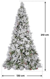 Albero di Natale Artificiale Innevato 210 cm 61 Rami Argentato delle Murge Verde