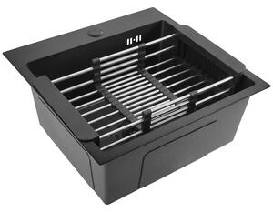 Lavello in acciaio con set di accessori 3 pz. REA Leo 40 Black