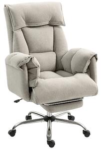 HOMCOM Sedia da ufficio reclinabile con poggiapiedi, 75x77x110-118 cm, grigio | Aosom Italy