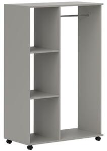 HOMCOM Armadio appendiabiti su 4 ruote con barra e ripiani, grigio | Aosom Italy