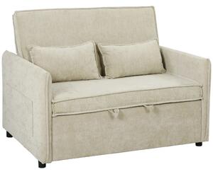 HOMCOM Divano letto 2 posti 3 in 1 in ciniglia con 2 cuscini, 125 cm, crema | Aosom Italy