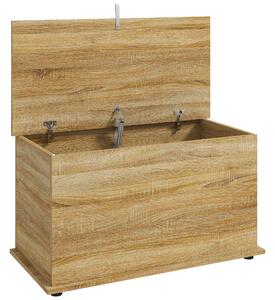 HOMCOM Cassapanca contenitore con coperchio e cerniere di sicurezza, 80x40x45 cm, legno | Aosom Italy