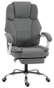 HOMCOM Sedia da ufficio ergonomica reclinabile in pelle sintetica, regolabile, grigio | Aosom Italy