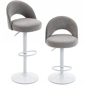 HOMCOM Set 2 sgabelli da bar in ciniglia, girevoli 360° e regolabili, grigio | Aosom Italy