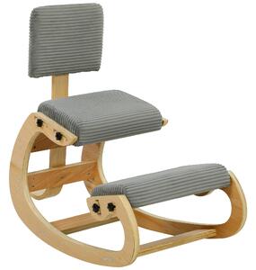 HOMCOM Sgabello ergonomico inginocchiatorio con schienale, tessuto a coste, grigio scuro | Aosom Italy