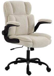 HOMCOM Sedia da ufficio in ciniglia, oscillante e regolabile, 70x67x108 cm, beige | Aosom Italy