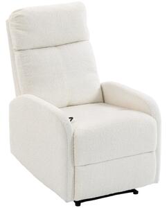 HOMCOM Poltrona relax reclinabile in teddy con seduta a molle e braccioli, crema | Aosom Italy