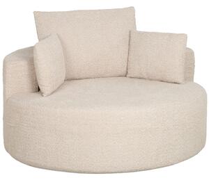 HOMCOM Poltrona rotonda in ciniglia con 4 cuscini, 130x130x82 cm, crema | Aosom Italy