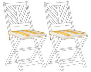 Set di 2 cuscini per sedia da giardino giallo bianco 37 x 34 cm motivo a strisce per esterno legami resistenti ai raggi UV Beliani