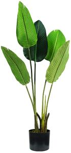 Pianta Artificiale Strelitzia H100 Cm Con Vaso Verde