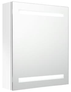 Armadietto Bagno con Specchio e LED Bianco Lucido 50x14x60 cm