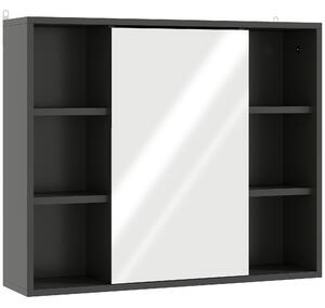 HOMCOM Armadietto con specchio, 3 ripiani laterali e ripiano interno, 60x14,5x49,4 cm | Aosom Italy