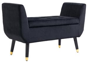 HOMCOM Cassapanca Imbottita con Gambe in Legno per Soggiorno, Camera e Ingresso, 107x42x65 cm, Nero | Aosom Italy