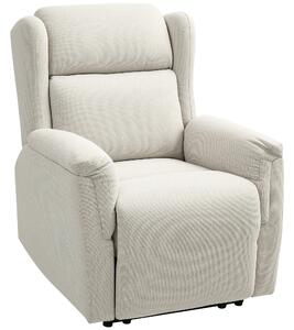HOMCOM Poltrona Relax con Poggiapiedi e Inclinabile fino a 160°, Sedia Imbottita Regolabile in effetto lino, 80x94x101 cm, Beige | Aosom Italy