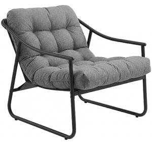 Outsunny Sedia da Giardino con Cuscino, Seduta Rimovibile e Bracciolo, Portata fino a 120 kg, Grigio Scuro | Aosom Italy