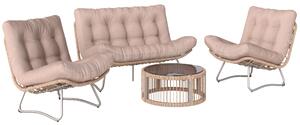 Outsunny Set di Mobili da Giardino 4 Pezzi con Divano 2 Posti, 2 Poltrone, Tavolo con Piano in Vetro, Sseduta Larga e Profonda, Cuscini Spessi | Aosom Italy