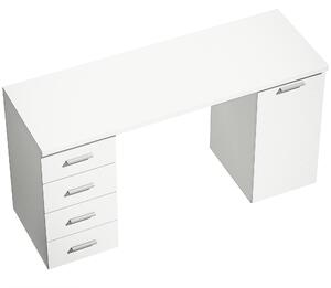 HOMCOM Scrivania per Computer con 4 Cassetti e Armadietto per Studio, 140x48x75 cm, Bianco | Aosom Italy