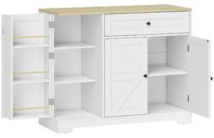 HOMCOM Credenza da Cucina con Ante Scorrevoli, Mobile con 1 Cassetto e 2 Ripiani Regolabili, 100x40x81 cm, Bianco | Aosom Italy