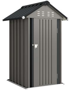 Outsunny Capanno Porta Attrezzi in Metallo 1,17 m², Casetta con Tetto a Capanna, Ventilazione, Serratura e Guanti, 122x121x192 cm | Aosom Italy